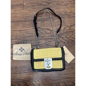 NWT $179 Patricia Nash Specialty Woven Roanne Chain Crossbody Bag black yellow